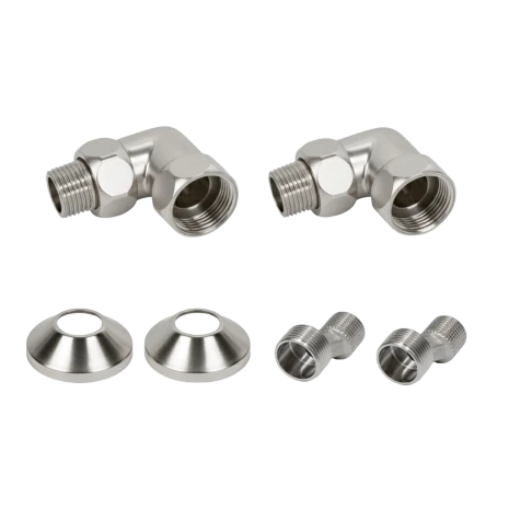 Комплекты для нижнего подключения водяных ПС 3/4" х 1/2" уголок со сгоном Сатин Главная Каталог Комплектующие и aксессуары Комплекты для нижнего подключения водяных ПС 3/4" х 1/2" уголок со сгоном Сатин