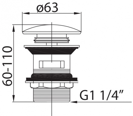   Донный клапан Cezares с системой "Клик-клак", с переливом, универсальный