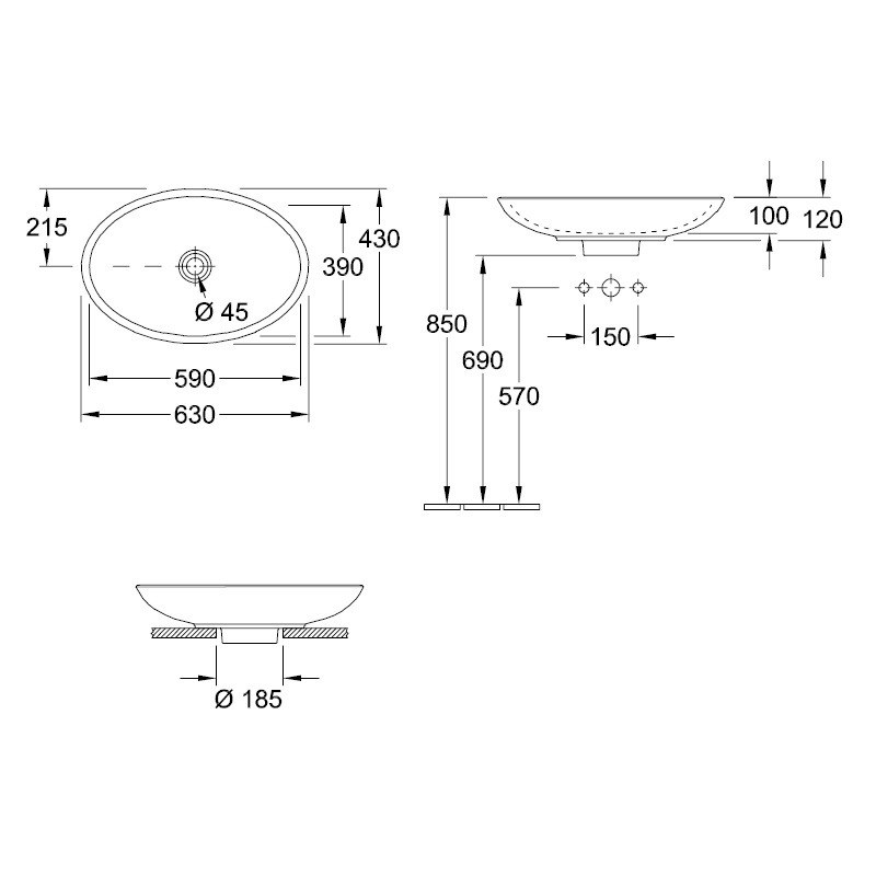 Раковина Villeroy&Boch Loop&Friends, 43x63 см, цвет альпийский белый