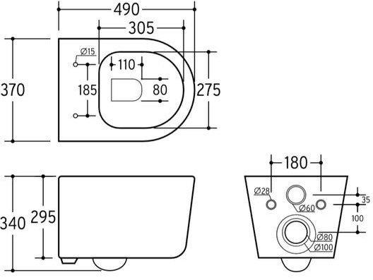 Унитаз подвесной Lekvo  37x49 с сиденьем SoftClose