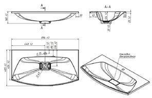 Тумба с умывальником подвесная  Belux Ганновер 90-02