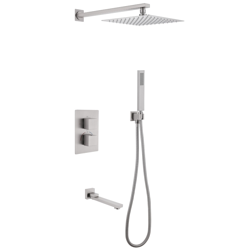 Душевая система ABBER Daheim  скрытого монтажа с изливом, термостат, сатин