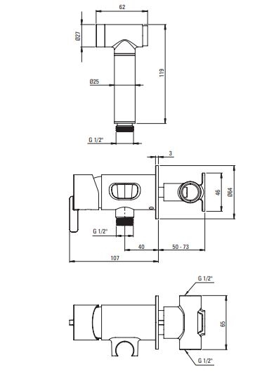 DEANTE SILIA Смеситель скрытого монтажа с гигиеническим душем, брашированная бронза