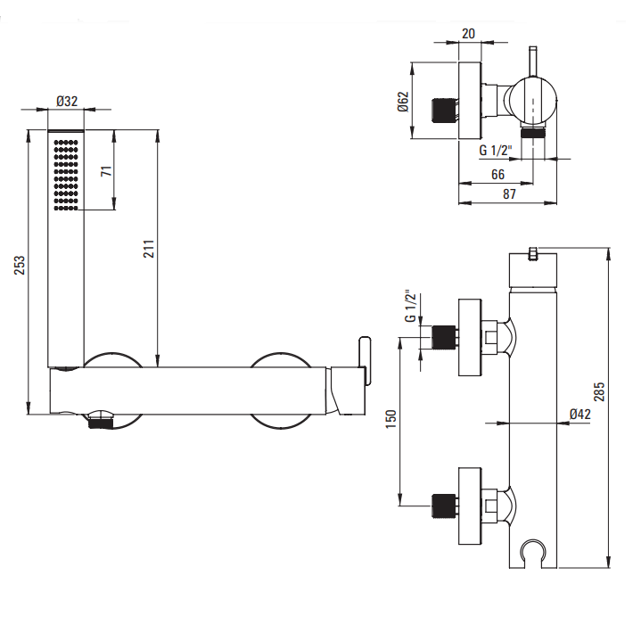 Смеситель для душа Deante Silia, с душевым набором, белый матовый