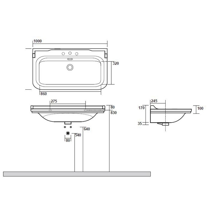 Kerasan Waldorf Раковина 100х55см  керамическая