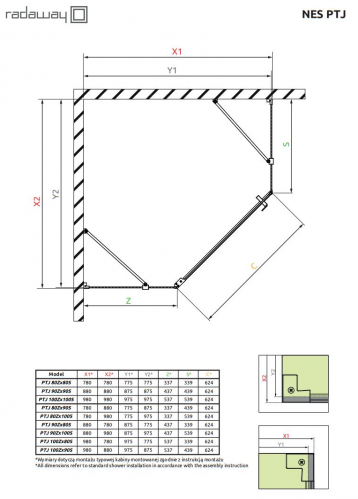 Radaway NES BRUSHED NICKEL PTJ 