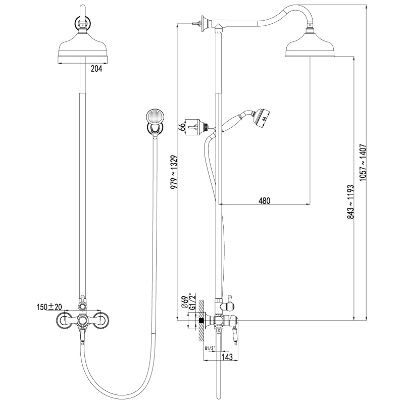 Душевая система Lemark Villa бронза