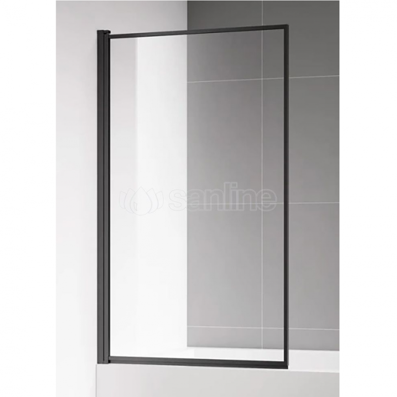 Шторка на ванну AQUAme, H-140 см, профиль черный