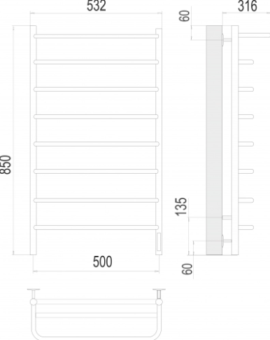 Полотенцесушитель Terminus Полка П8 500х850 электро