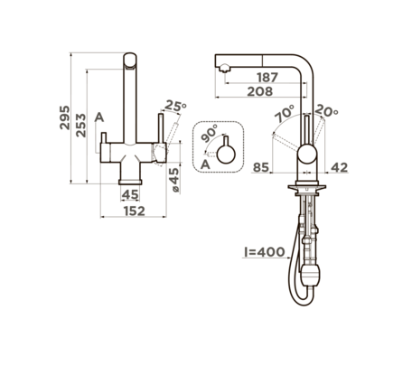 Кухонный смеситель Omoikiri Takamatsu-S BN (латунь/нержавеющая сталь)