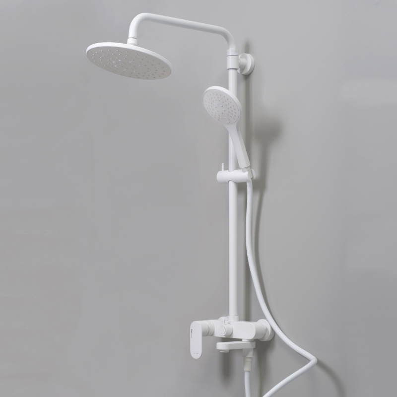 Душевой комплект Wasser Kraft со смесителем, поворотный излив, цвет белый