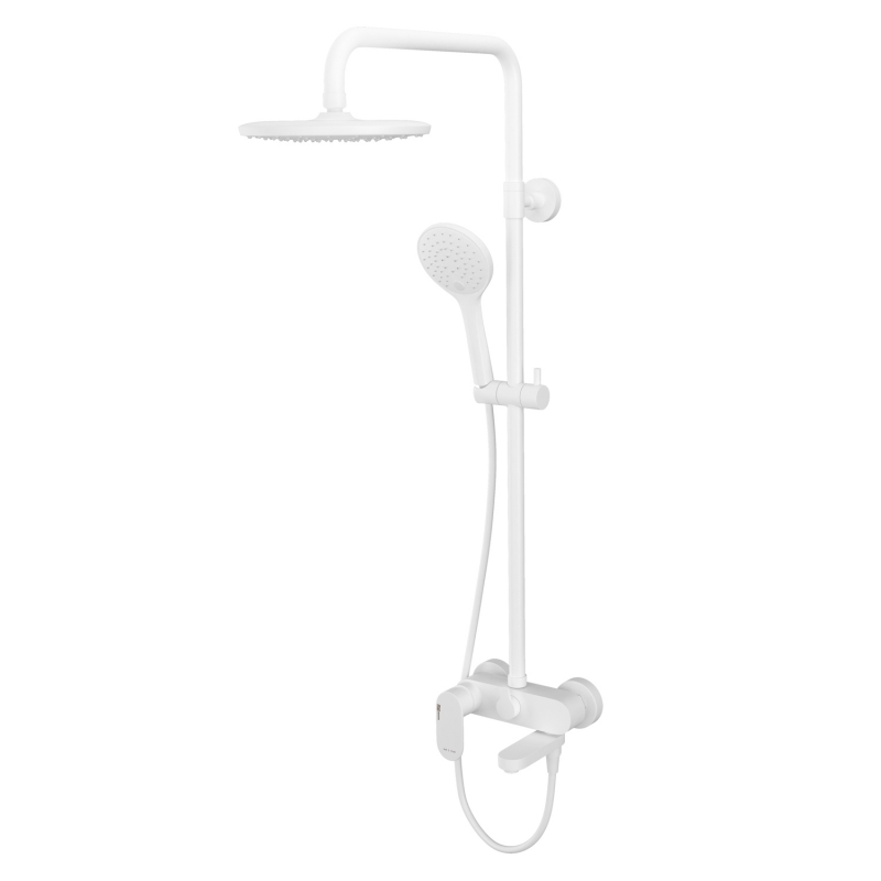 Душевой комплект Wasser Kraft со смесителем, поворотный излив, цвет белый