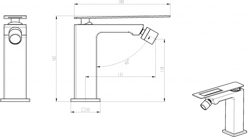 Смеситель для биде Boheme Q, белый/хром