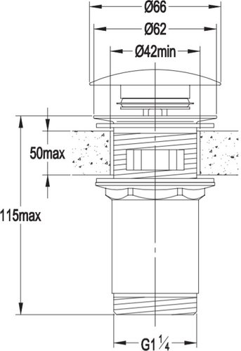 Донный клапан Omnires, автомат, черный с переливом