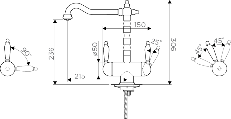 Смеситель OMOIKIRI Amagasaki-AB латунь/античная латунь с подключением фильтр воды