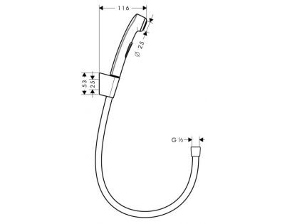 Гигиенический душ Hansgrohe, шланг ISIFLEX 125 СМ, хром