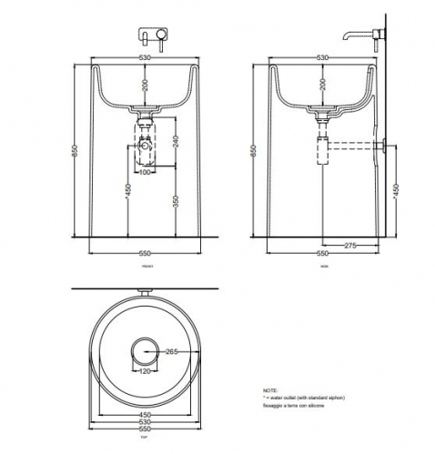 Умывальник отдельностоящий Cielo ITACA, цвет Lina, слив в пол