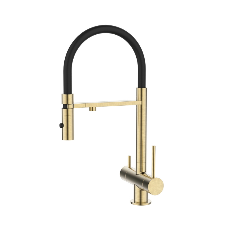    Ace Смеситель для кухни с фильтром и гибким изливом, матовое золото, Ace, IDDIS