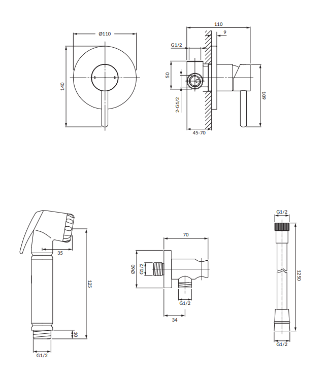 Гигиенический душ Omnires Y хром