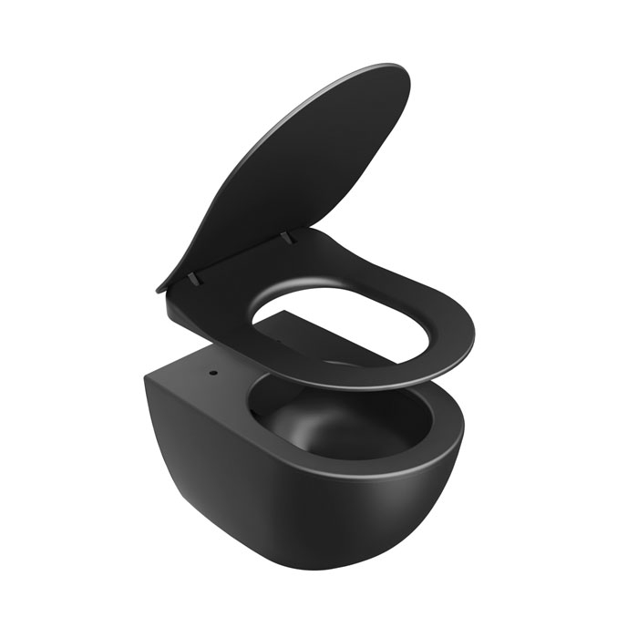 УНИТАЗ ПОДВЕСНОЙ RAVAK UNI CHROME RIMOFF, БЕЗОБОДКОВЫЙ, ЧЕРНЫЙ С СИДЕНЬЕМ 