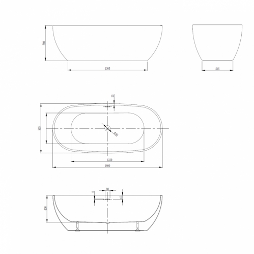 Акриловая ванна ABBER  180*81,5