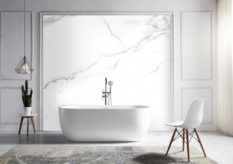 Акриловая ванна ABBER  пристенная белая 170*75