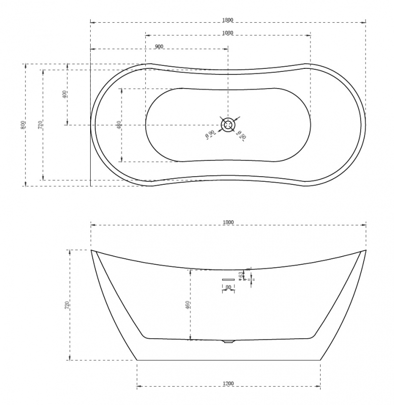 Акриловая ванна ABBER 180*80