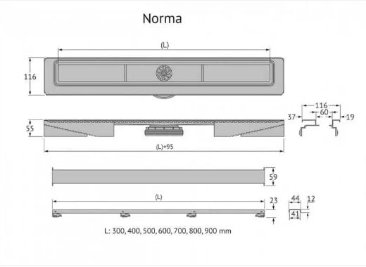 Душевой лоток Berges C1 Norma 900