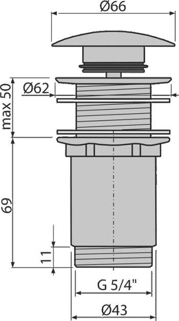 Донный клапан AlcaPlast, автомат, без перелива