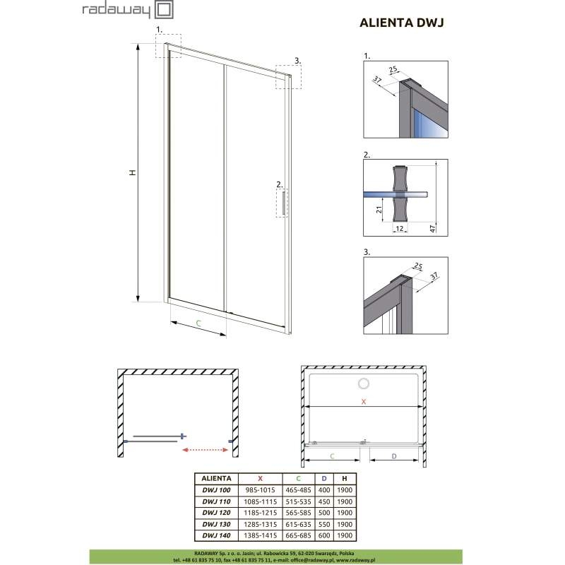 Душевая дверь Radaway Alienta Black DWJ 120