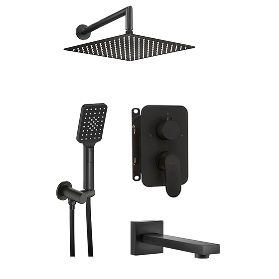 Deante Alpinia Nero Душевая система скрытого монтажа 3-х функциональная, черная