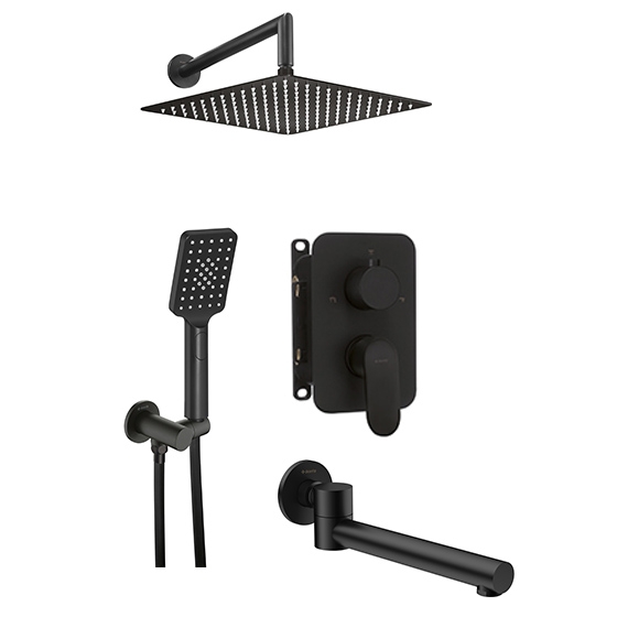  Душевая система Deante Alpinia Nero скрытого монтажа 3-х функциональная, черная