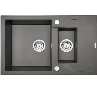 DEANTE ANDANTE антрацит - мойка 1,5 чаши с крылом, 780*490*180 мм + сифон SPACE SAVER