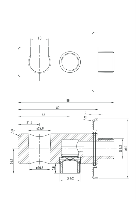 Deante Titanium Система скрытого монтажа для ванной круглая, графит