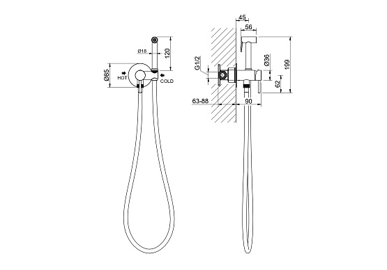 Комплект для гигиенического душа AQUATEK графит