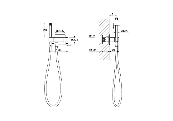 Комплект для гигиенического душа термостатический встроенный  AQUATEK Либра