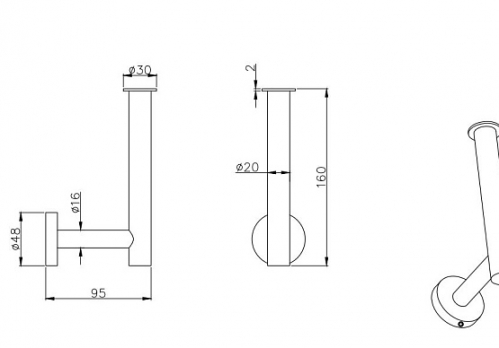 Бумагодержатель AQUATEK, матовый черный Вега