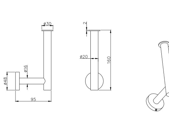 Бумагодержатель AQUATEK, матовый черный Вега