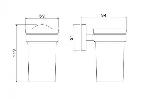 Стакан с держателем AQUATEK, оружейная сталь Европа