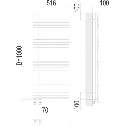 Полотенцесушитель Terminus «Астра» П20 70х1000 RAL 9005
