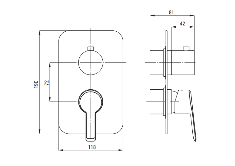 Deante Душевая система 3-х функциональная скрытого монтажа, цвет графит