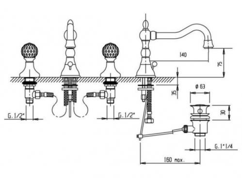 Смеситель для раковины Cezares ATLANTIS BLS2