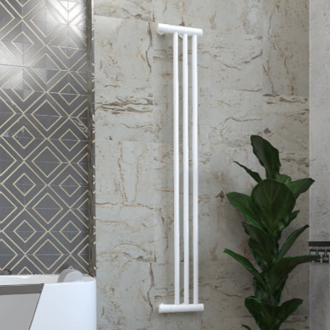 Полотенцесушитель Stinox TOSCANA DESIGN 140x1200 белый матовый, 3 крючка, с комплектом подключения