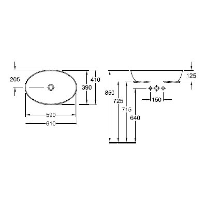 Умывальник Villeroy&Boch Artis 61*41 см для столешницы
