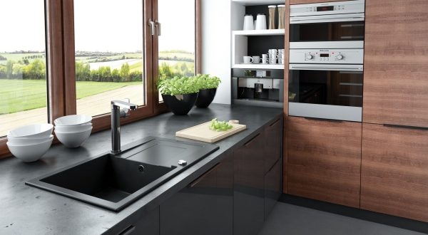 Смеситель для мойки с прямоугольным изливом Deante Gardenia, хром-черный