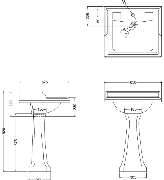 Раковина Burlington Classic B15, 65x58
