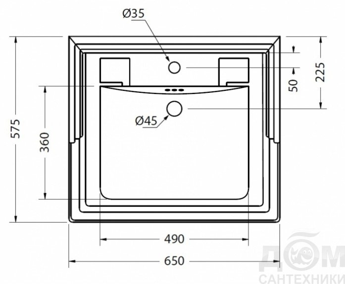 КЛАССИЧЕСКАЯ ЧЁРНАЯ РАКОВИНА 65*58 НА 1, 2 ИЛИ 3 ОТВЕРСТИЯ, цвет черный 