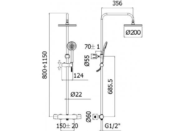 ДУШЕВАЯ КОЛОННА BIRILLO COLD TOUCH С ТЕРМОСТАТОМ И РУЧНОЙ ЛЕЙКОЙ, PAFFONI (хром)