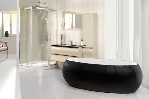 Свободностоящая акриловая ванна BelBagno. Овальная, цвет черный