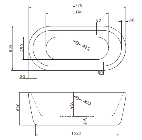Свободностоящая акриловая ванна BelBagno овальная